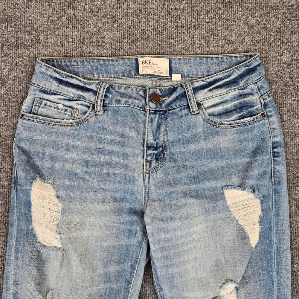 Buckle BKE Stella Relaxed Straight Jeans Women 26 Distressed Light Wash Mid Rise - Picture 10 of 11